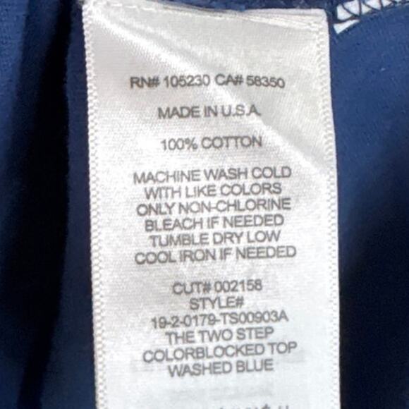 Current/Elliott The Two Step Colorblocked Top Washed Blue SZ 4 XL NWT - Picture 6 of 11